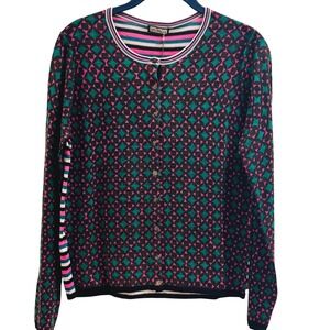 NWT Maliparmi Italian Wool Cardigan Sweater Geometric Striped size Medium